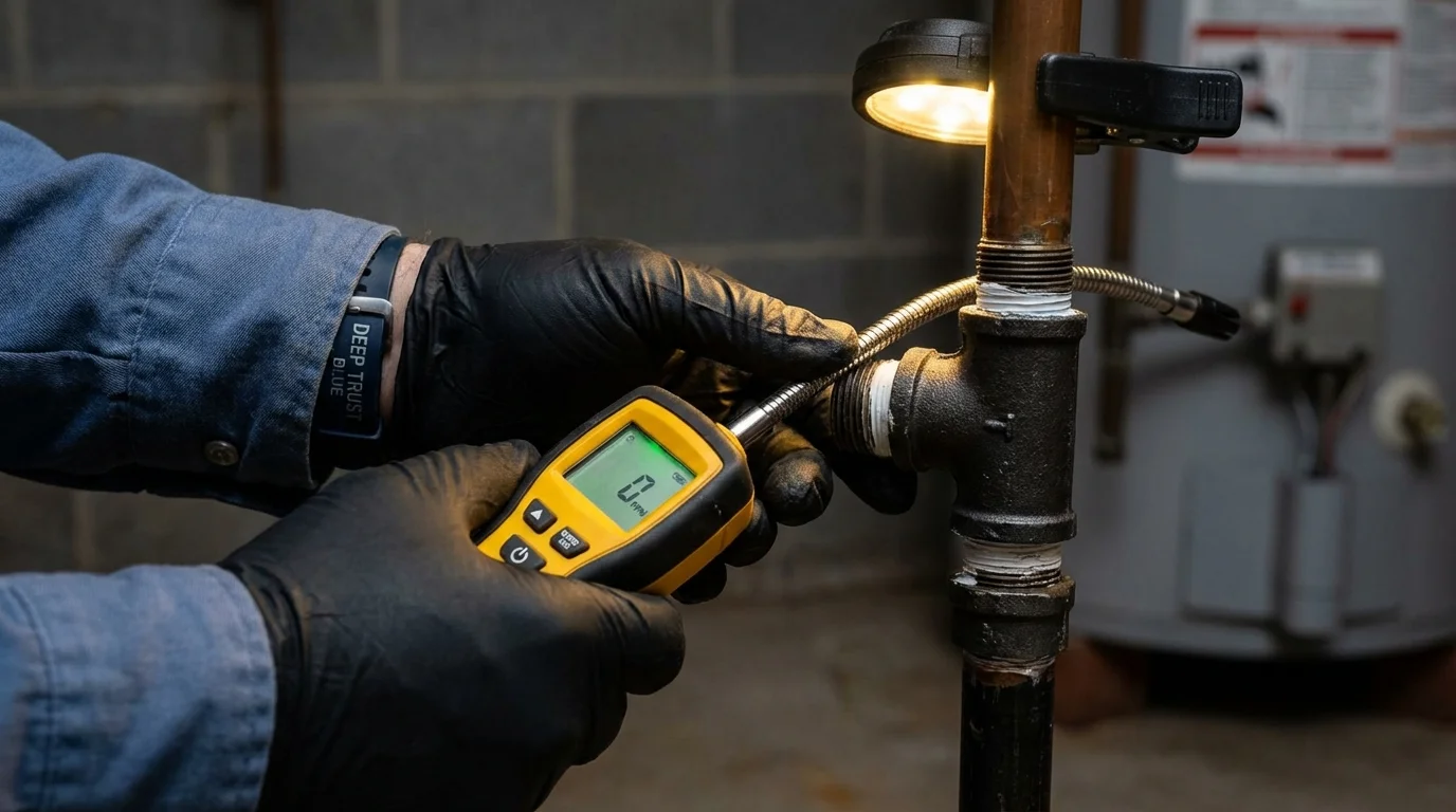 Gas leak detection with electronic sniffer by Johns Plumbing LLC in Drumright