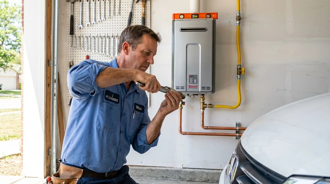 Tankless water heater installation by a Johns Plumbing LLC plumber in Drumright